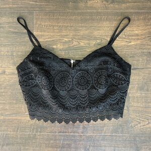 bebe Black Lace Detail Crop Top